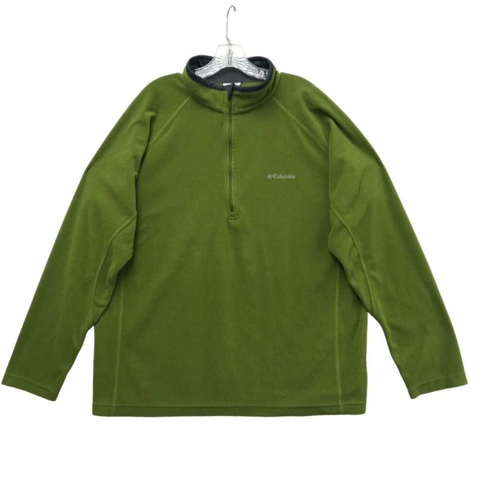 COLUMBIA Fleece 1/4 Zip Sweater Mens XXL Lightweight Green Pullover
